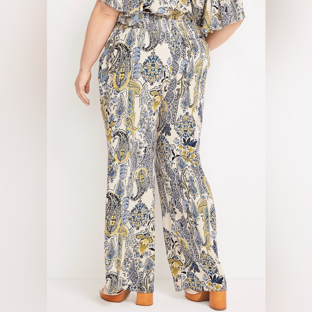 Maurices Paisley High Rise Wide Leg Pant NWT Boho Beach Resort Vacation - Picture 3 of 13